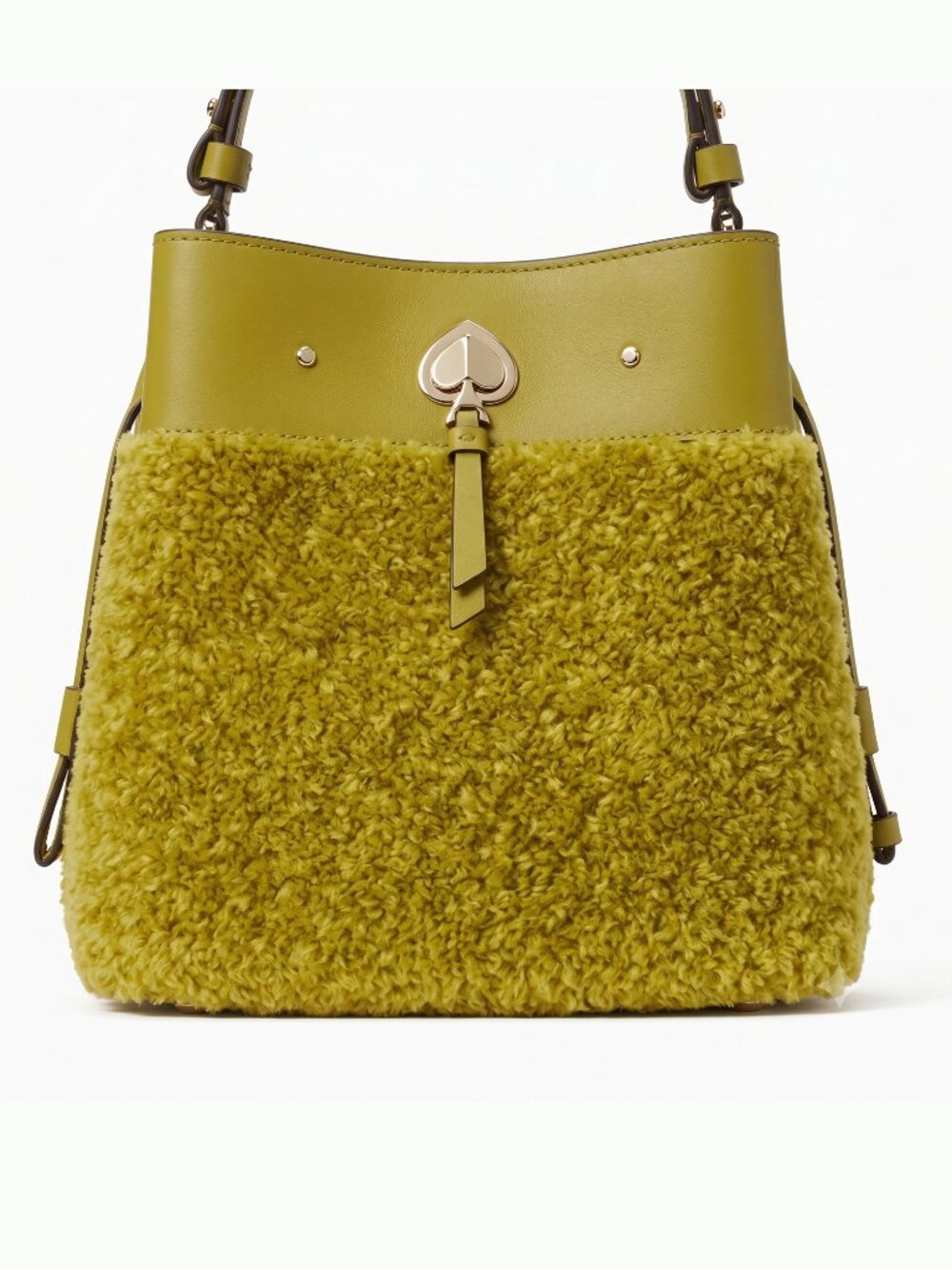 KATE SPADE ♠️ Marti Faux Fur Small Bucket Shoulder Bag Citron Sapphire Like New